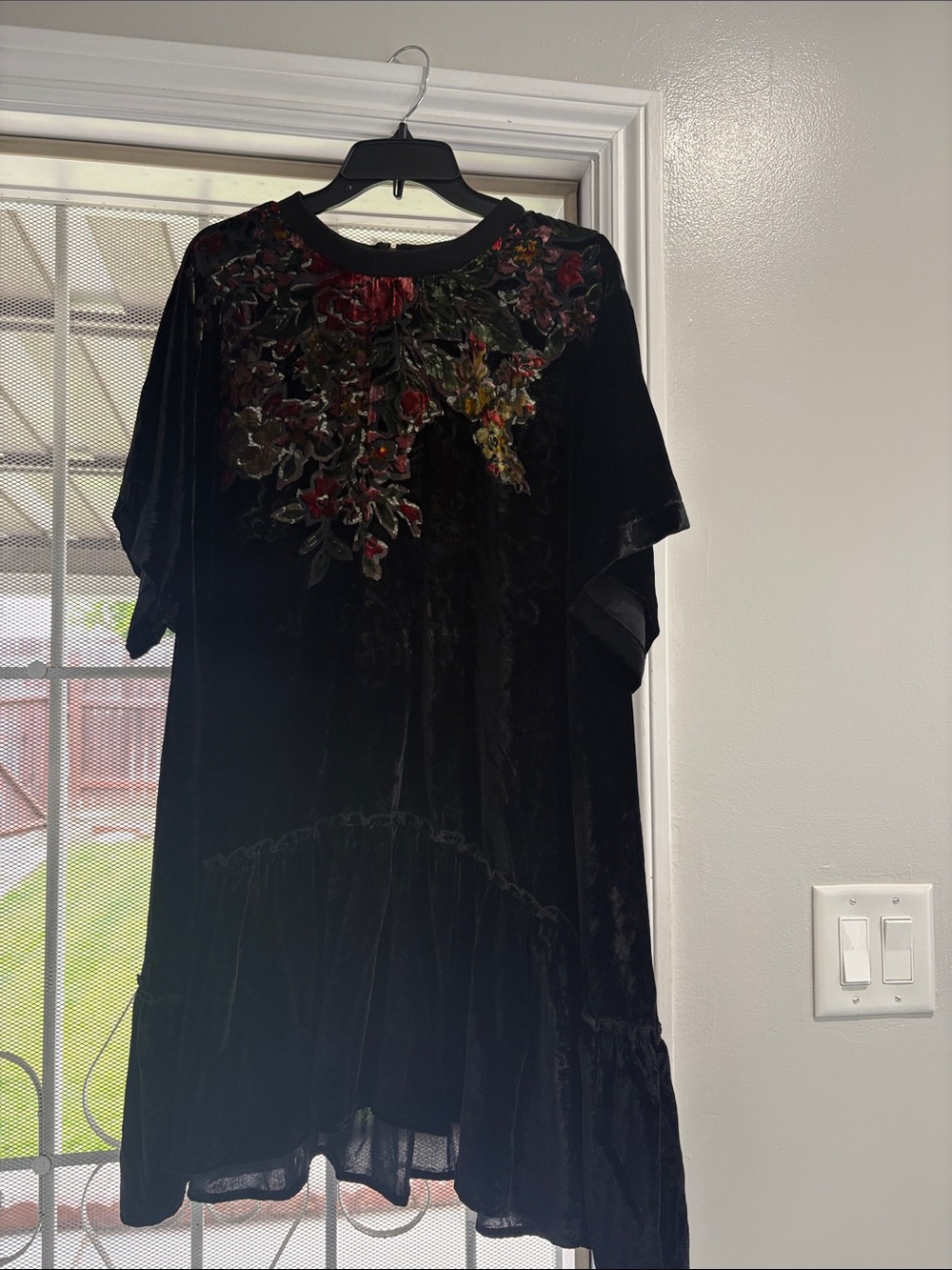 Free people sweet echoes floral velvet burnout shift minidress xl so cute